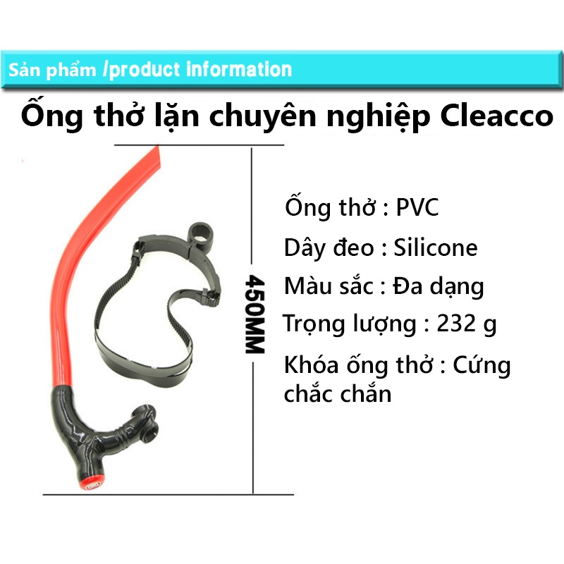 Ống Thở Lặn Bảo Hành 12 Tháng Ống Thở Đi  Biển Với Dây Đeo Silicone Mềm Mại Co Giãn Cleacco OTL Boro Sport