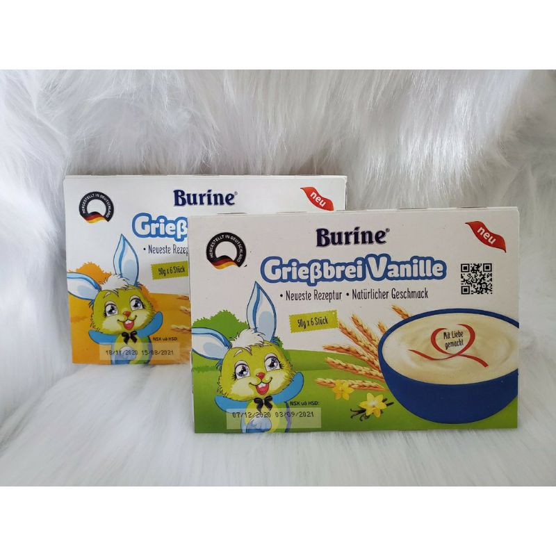 (Mua 3 tặng 1) Cháo sữa và Pudding Burine vị vani, bích quy (lốc 6 hộp 50g)