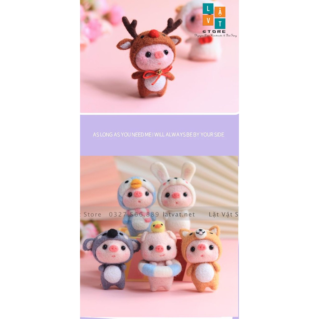 [MỚI] 16 mẫu len chọc Lợn Tắm Biển - Quà tự tay làm, DIYs có hướng dẫn - Needle felting Pig