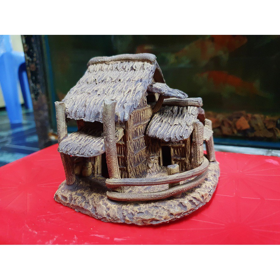 NHÀ LÁ TRANG TRÍ HỒ CÁ NON BỘ 10x10x9cm