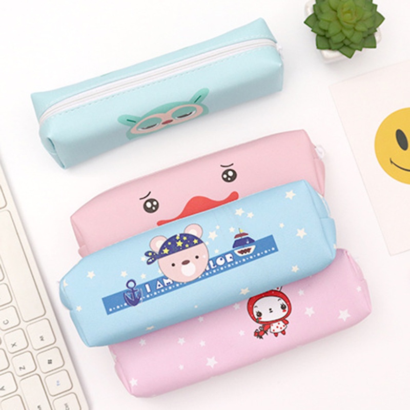 Túi Đựng Bút Bằng Da Pu Họa Tiết Động Vật Dễ Thương