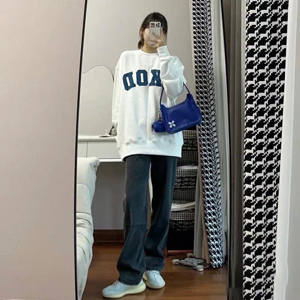 Áo sweater nỉ chân cua Lkod Unisex [FREESHIP] Thun dài tay phồng form rộng kiểu dáng basic đường phố hàn quốc peonyb