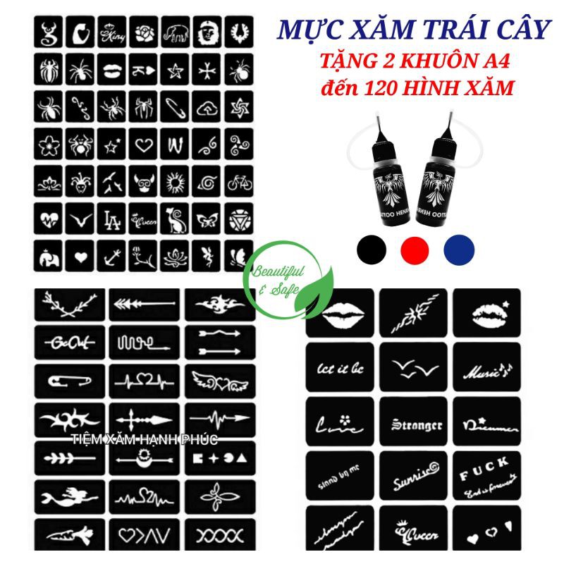 [GIÁ SỈ] Mực Xăm trái cây + 2 Khuôn A4 + Hướng dẫn sử dụng