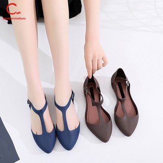 Giày nhựa đi biển nữ đế bệt quai chữ T