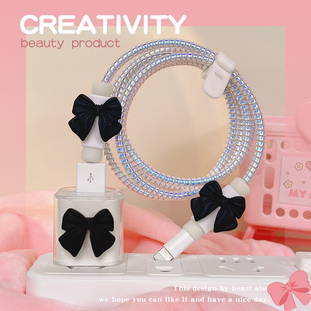 Vỏ Bảo Vệ Hộp Sạc Tai Nghe iphone 5W 11 / xr / 8p / 7 / 6 / xsmax Hình Nơ Dễ Thương Ốp