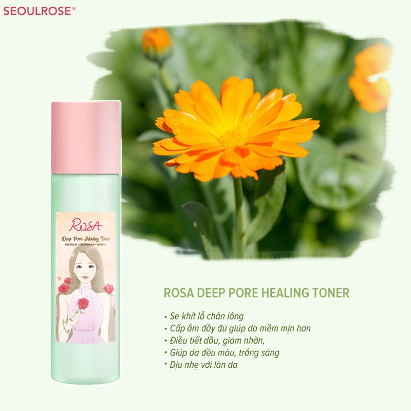 Nước Hoa Hồng Làm Sạch Sâu & Dịu Da Seoulrose Rosa Deep Pore Healing Toner 120ml