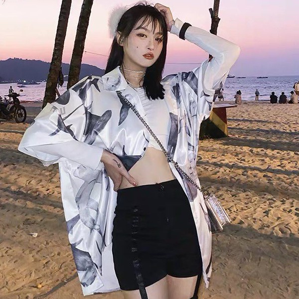 [Mã WASKT410K giảm 10K đơn 50K] [SIÊU NGẦU] Áo sơ mi CÁ MẬP phom to tay lỡ unisex cực ngầu sẵn kho (Sỉ từ 5sp bất kì)