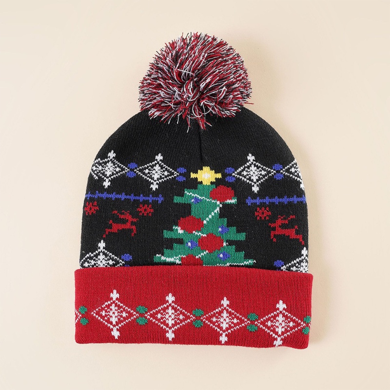 Mũ Len Beanie Hình Tuần Lộc Giáng Sinh Đáng Yêu Có Đèn LED Cho Gia Đình