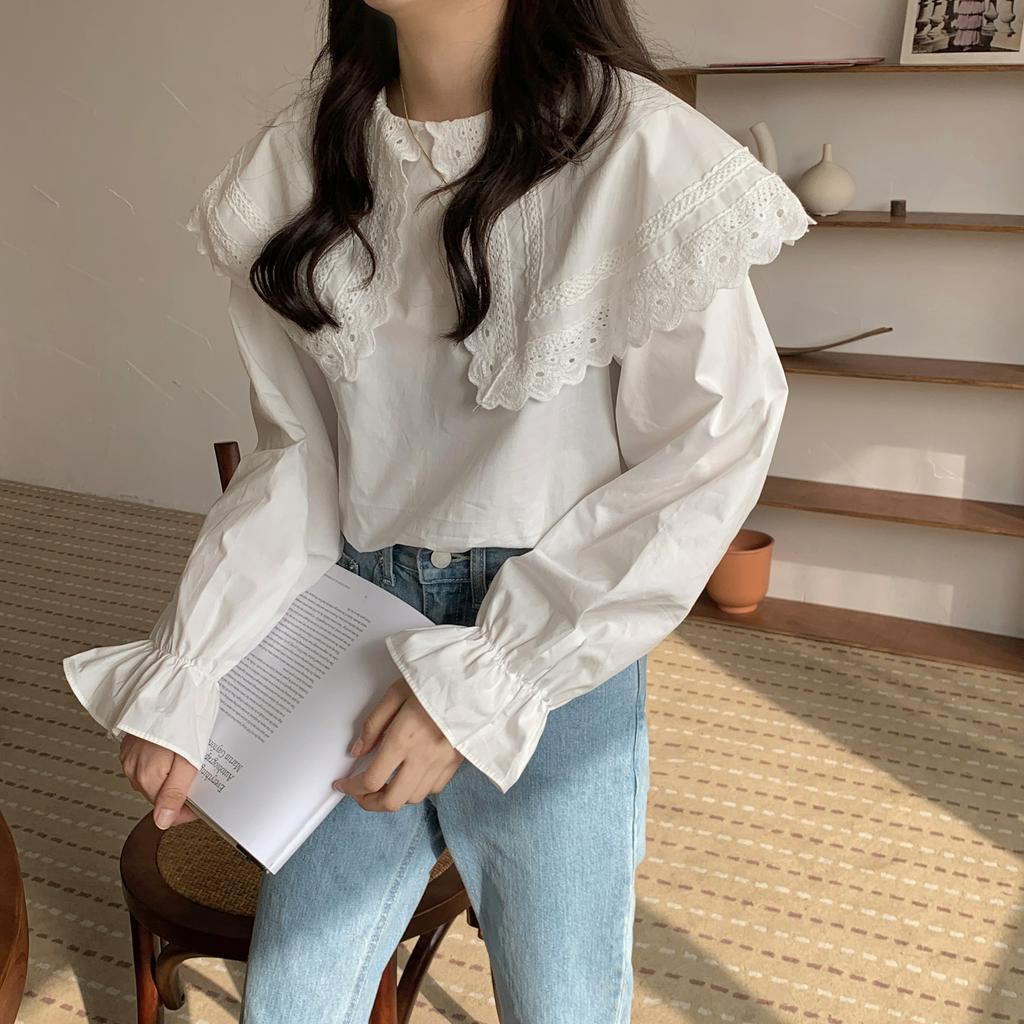 Áo Nữ Tay Dài Phối Ren Thời Trang Quyến Rũ