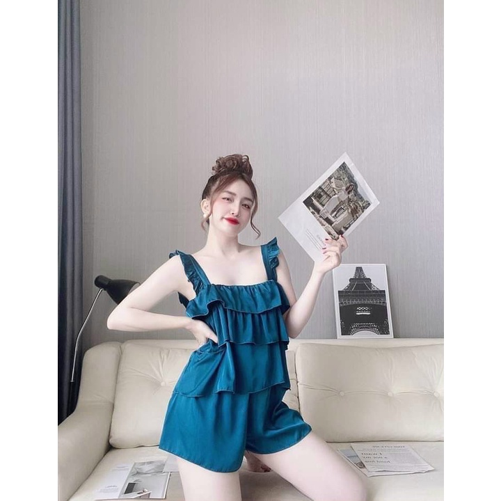 ❌SATIN❌Đồ bộ hai dây , đồ bộ đùi mặc nhà chipchip90 M0030