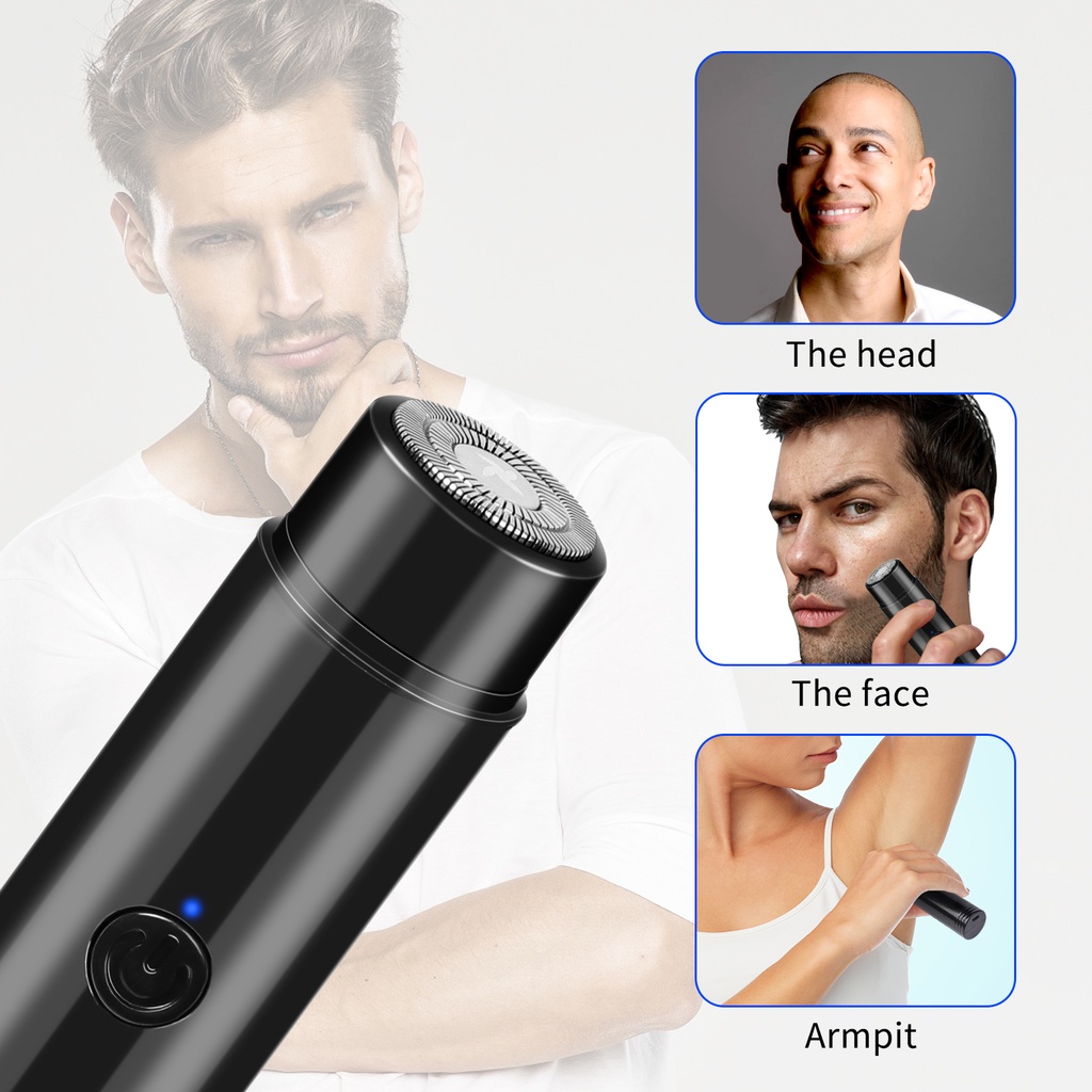 Máy Cạo Râu 3D Bằng Thép Không Gỉ Sạc USB Tiện Dụng Cho Nam