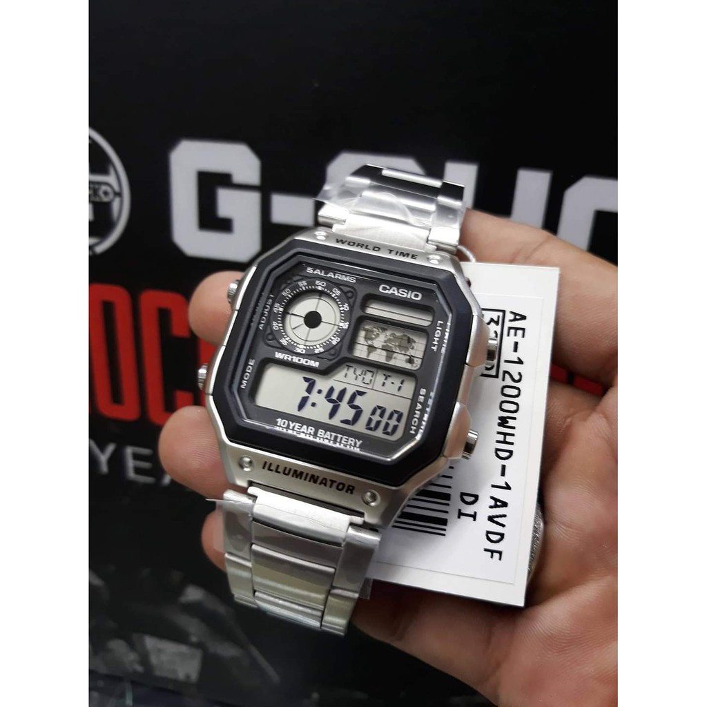 Đồng hồ Nam Casio AE 1200-WHD classic dây thép không gỉ phong cách thời thượng tuyệt phẩm