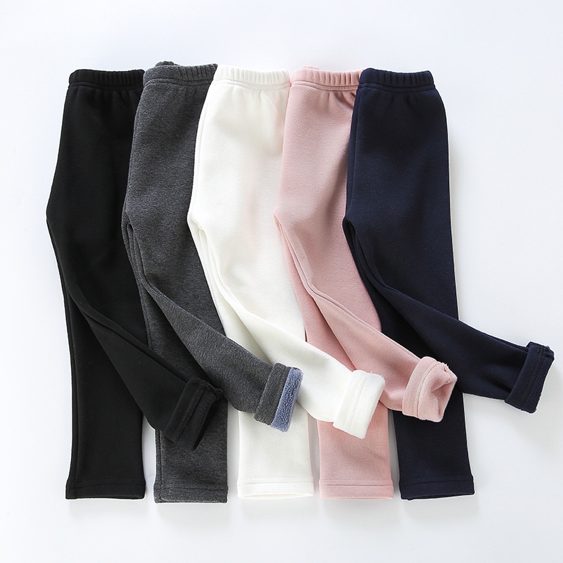 Quần Legging Mềm Mại Dày Dặn Màu Trơn Giữ Ấm Mùa Đông Dành Cho Bé Trai Gái 2-11 Tuổi