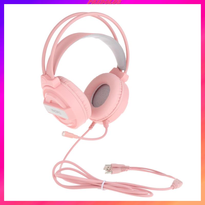 [PREDOLO2]Over Ear Gaming Headset Headphone for Gamer Double 3.5mm Interface Pink