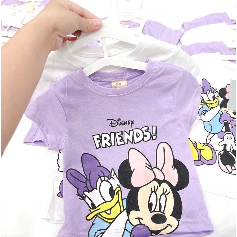 Áo Cộc Tay Bé Gái , Áo Pull Cộc Tay Mickey, Set 2 Áo Mickey Trắng Tím Cotton Mát - Nhà Cam