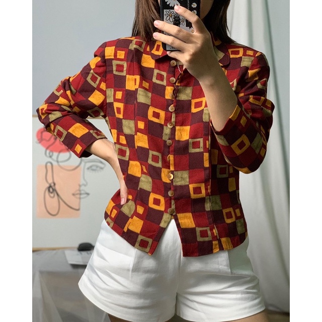 Áo sơmi 2hand hoạ tiết