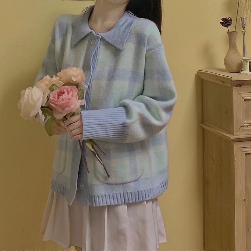 Áo len phối sọc xanh vintage | BigBuy360 - bigbuy360.vn