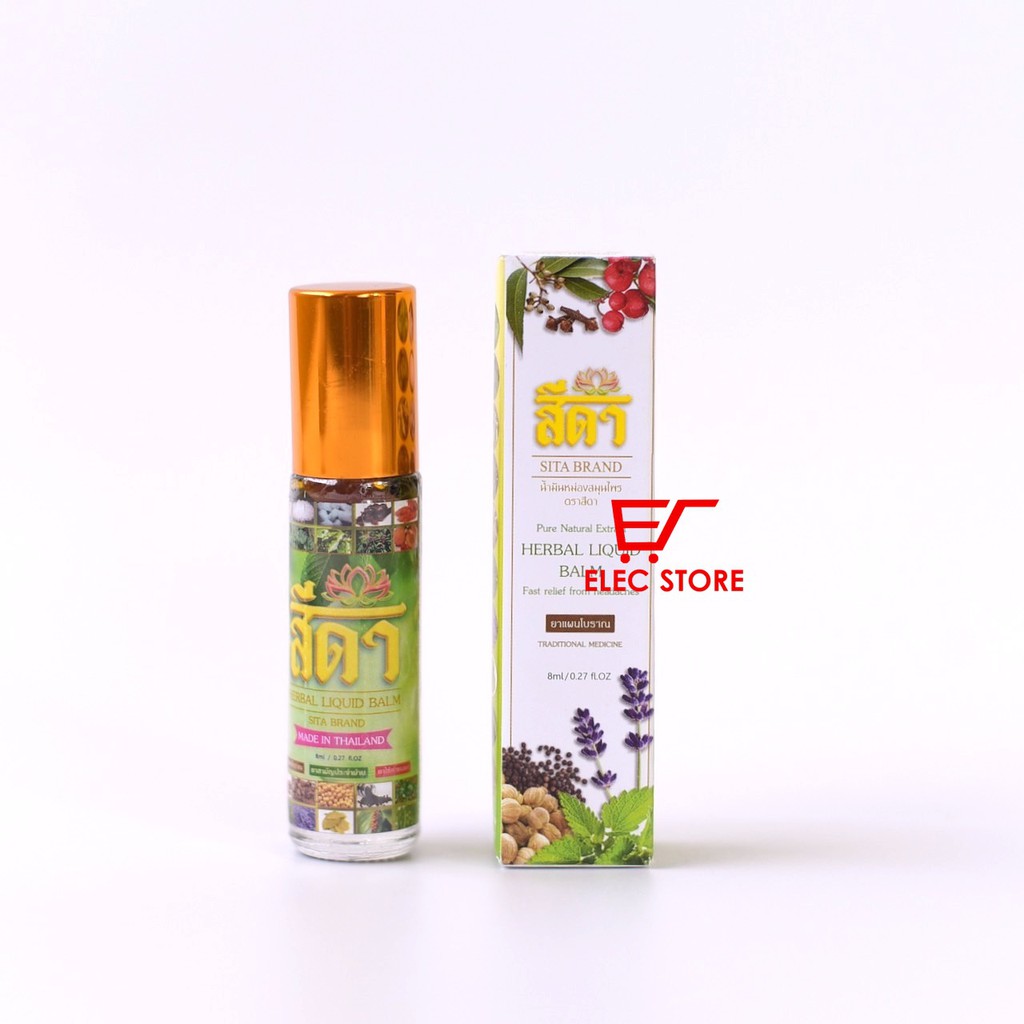 Bộ 12 chai dầu lăn thảo dược 22 vị Herbal Liquid Balm Sita Brand Thái Lan