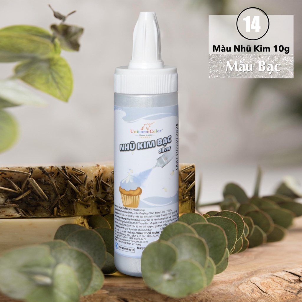 Màu Phun Nhũ Kim Bạc Trang Trí Bánh Kem, Bánh Sinh Nhật - 10g