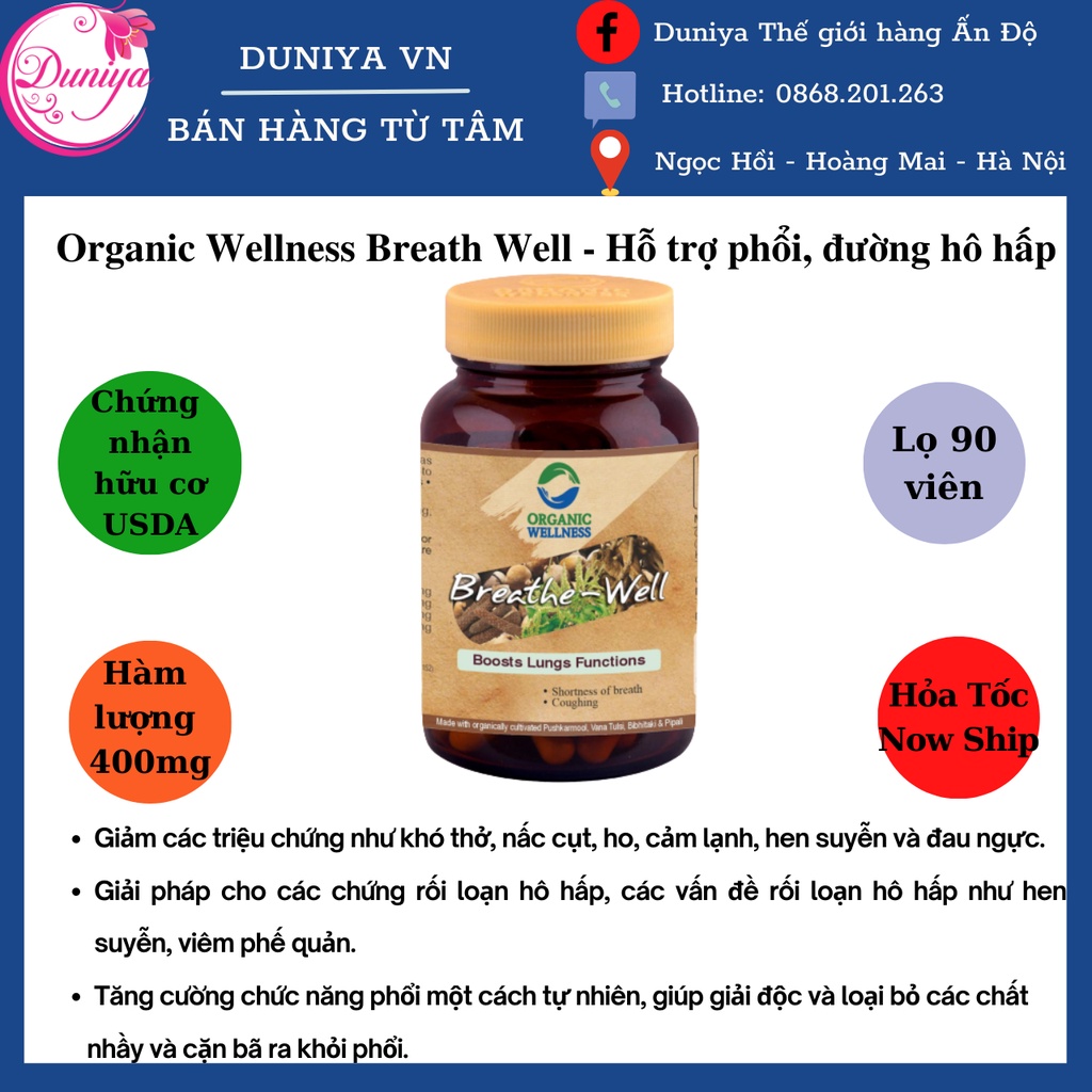 ORGANIC WELLNESS BREATH WELL HỖ TRỢ THẢI ĐỘC PHỔI VÀ ĐƯỜNG HÔ HẤP