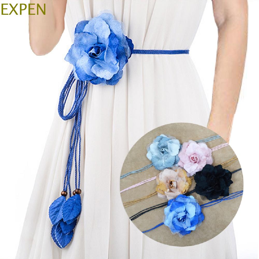 Dây thắt lưng trang trí hình hoa vải điệu đà xinh xắn dành cho nữ 150cm