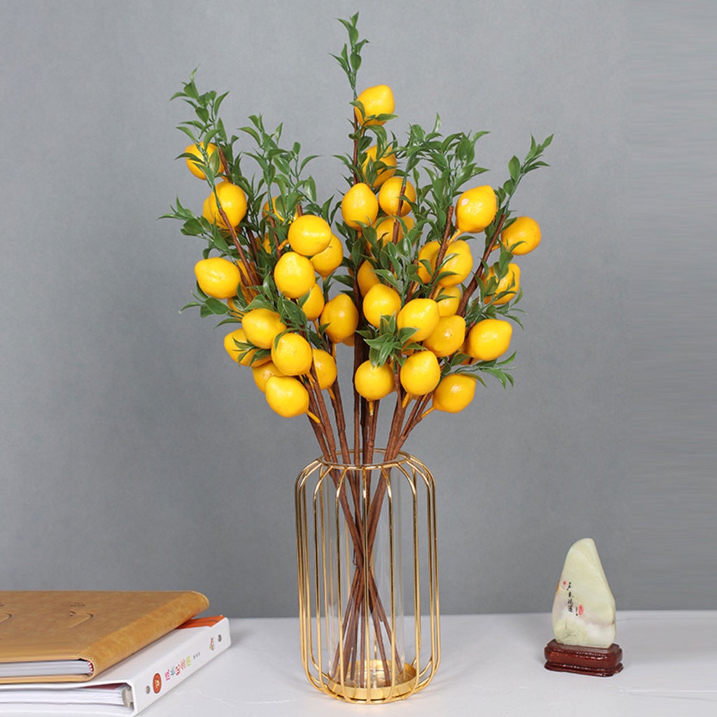 1 Nhánh Cây Chanh Nhân Tạo Bằng Xốp 65CM Dùng Trang Trí Nhà Cửa / Đạo Cụ Chụp Ảnh DIY 5 Nhánh