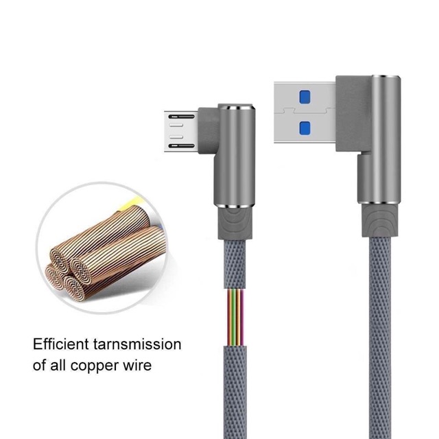 Cáp sạc type C/ micro usb lighting đầu vuông góc 90 độ