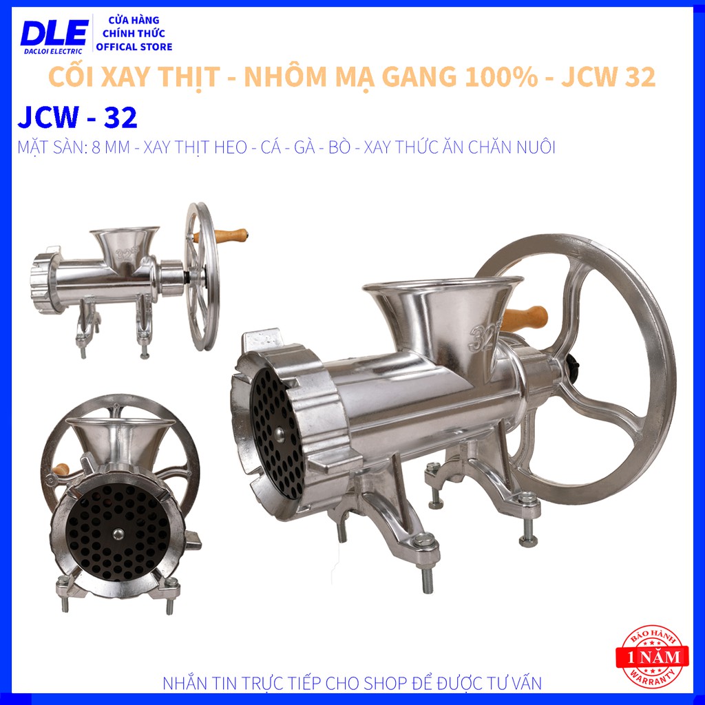 CỐI XAY THỊT BẰNG TAY JCW - 32 - GANG MẠ NHÔM CHỐNG SÉT - MEAT MINCER ALUMINIUM