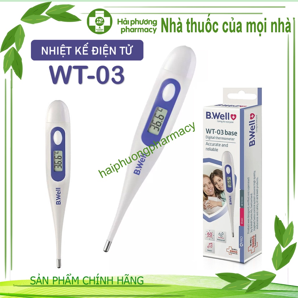 Nhiệt kế điện tử B.Well Swiss WT-03 base Dạng Bút, Không Thấm Nước