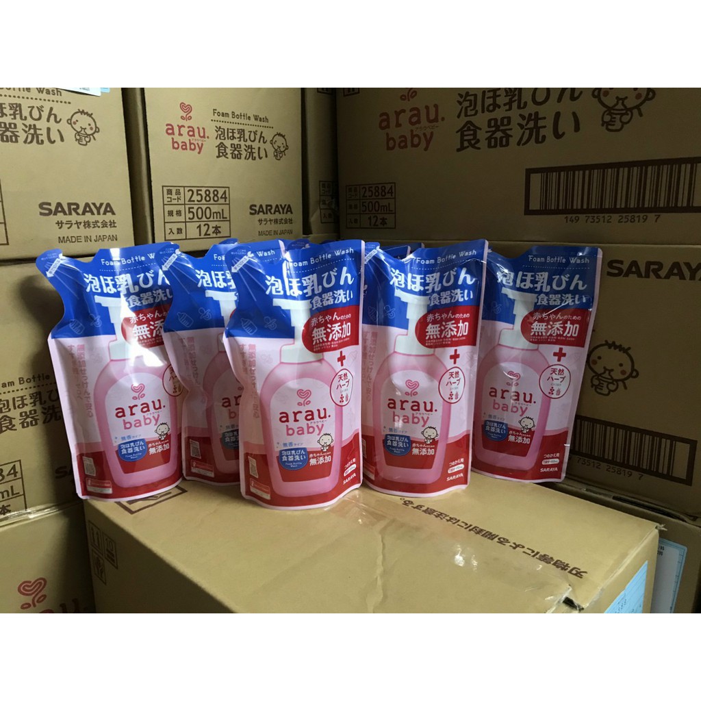 Nước Rửa Bình Sữa Arau Baby [FREESHIP] Arau Baby Nhật Dạng Chai 500ml và Túi 450ml