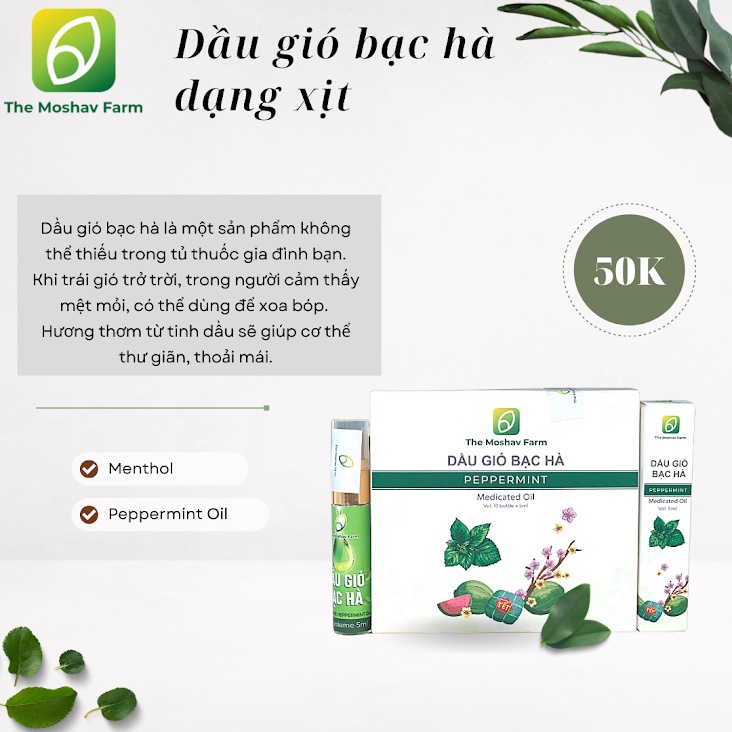 Dầu gió bạc hà chai xịt The Moshav Farm - chai 5ml
