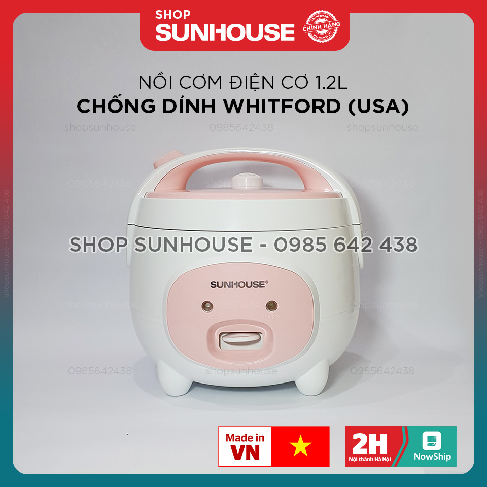 Nồi cơm điện SUNHOUSE 1.2L SHD8217W vỏ nhựa PP siêu bền