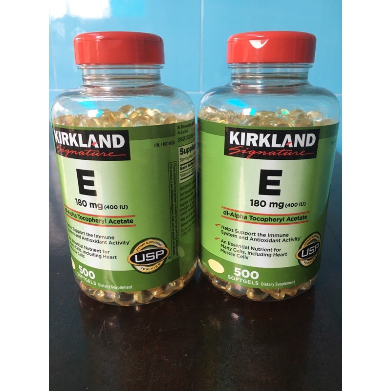 Vitamin E thiên nhiên của Mỹ 500 viên - Kirkland Signature Vitamin E 400 iu - Xanh