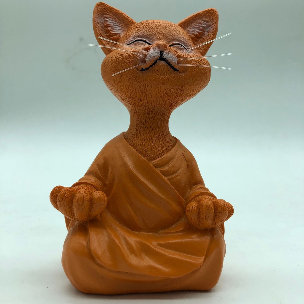 Tượng Mèo Ngồi Thiền Bằng Nhựa Resin Dùng Trang Trí Nhà Cửa