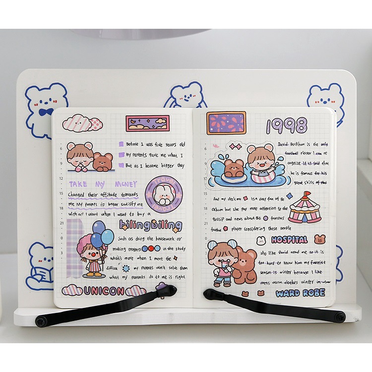 Hộp 100 Miếng Dán Trang Trí Diy Họa Tiết Hoạt Hình 2 Kiểu Dáng Dễ Thương