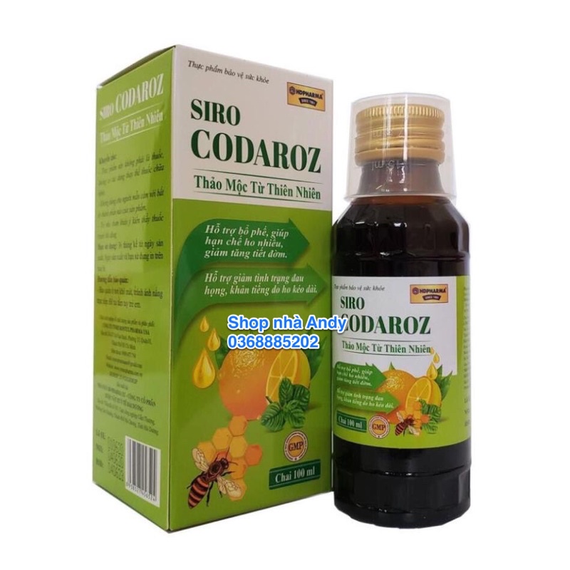 Siro CODAROZ thảo mộc giúp bổ phế, giảm ho đờm, đau rát cổ họng - Chai 100ml