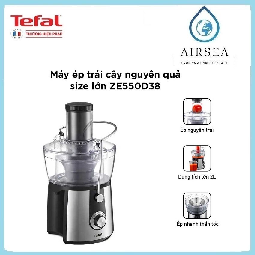 Máy Ép Trái Cây Ly Tâm 0.8L Tefal ZE550D38 800W - Hàng Chính Hãng