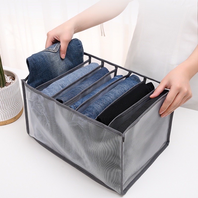 Túi Vải Lưới Đựng Quần Áo, Đồ Lót, Phụ Kiện Chia Ngăn Xếp Gọn Size Lớn 7 Ngăn/9 Ngăn