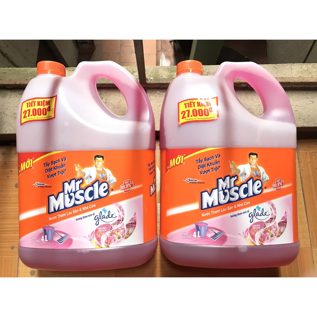 Nước Lau Sàn Nhà Diệt Vi Khuẩn Mr Muscle Glade Hương Tươi Mát, Cỏ Hoa Can 4Lít (S.C.JOHNSON&SON)