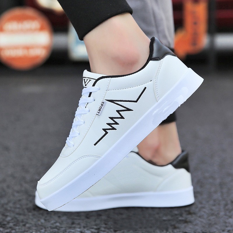 Giày thể thao sneaker nam thêu Nhịp Tim Đen Cá Tính