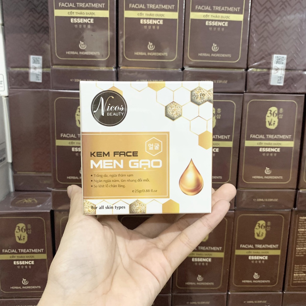 Kem Face Men Gạo Nicos dưỡng trắng da ngừa thâm sạm se khít lỗ chân lông 25g + Tặng body