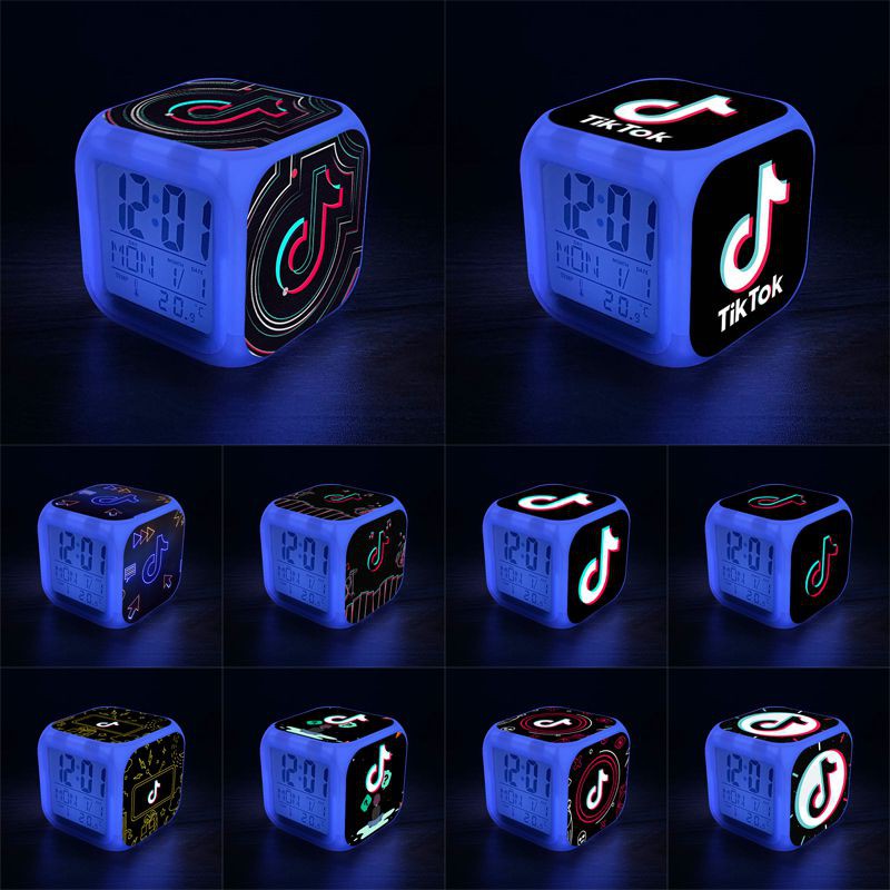 Tik Tok LED Alarm Clock Multi-Function 7 Color Change Digital Luminous Kids Gift