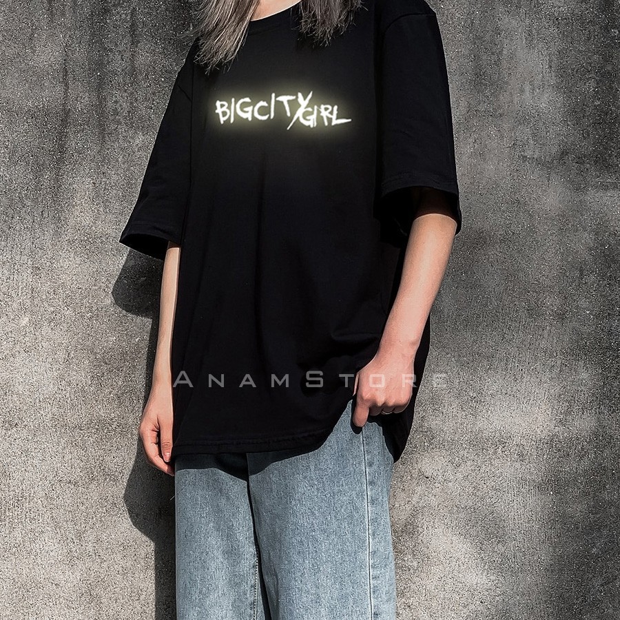 Áo thun phản quang tay lỡ nam nữ bigcitygirl