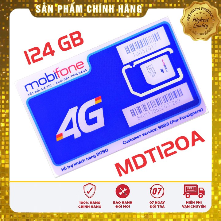 [60K/tháng] SIM 4G MOBI MDT120A ƯU ĐÃI 62 GB/THÁNG (nạp 60k/tháng trong 2 tháng đầu)