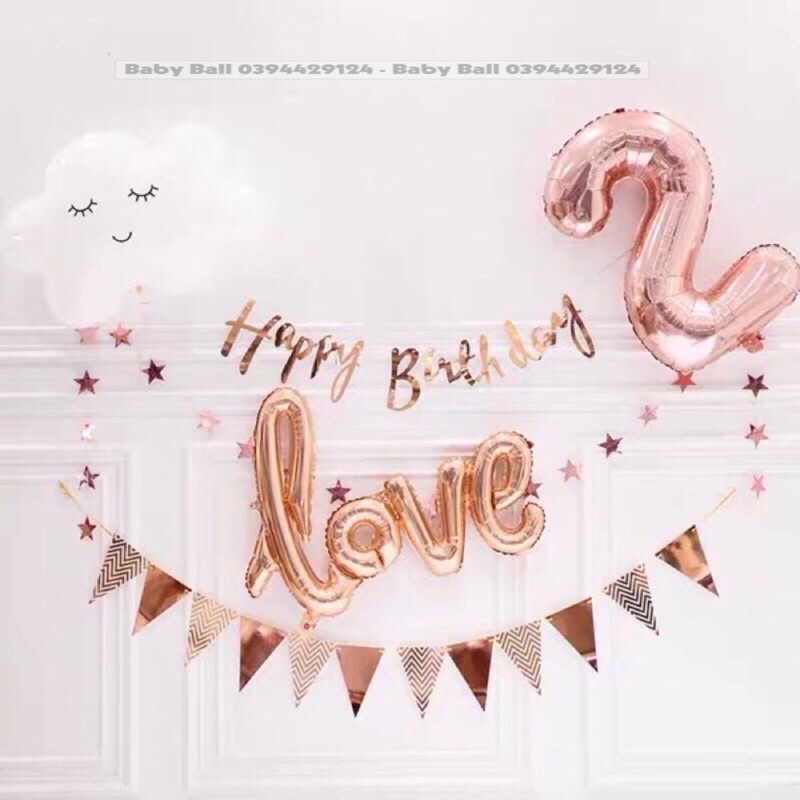 [Tặng Số Tuổi] Sét Bóng Trang Trí  Sinh Nhật Phong Cách Hàn Quốc