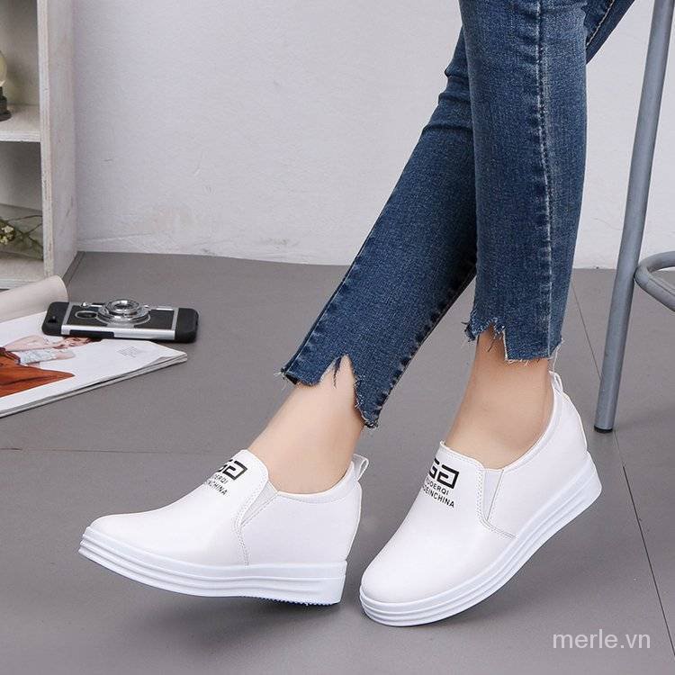 Giày lười đế độn màu sắc lót đơn giản lớp lót giữ ấm thời trang cho nữ