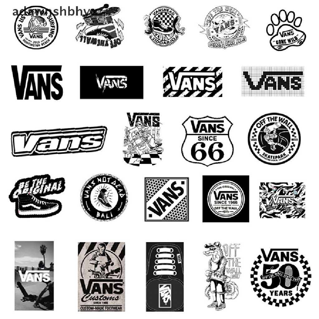 Set 50 Nhãn Dán Trang Trí Va Li Kéo Họa Tiết Graffiti Trắng Đen Cá Tính
