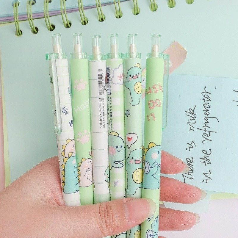 Bút Mực Bấm Vỏ Nhựa 0.5mm Hình Khủng Long Hoạt Hình