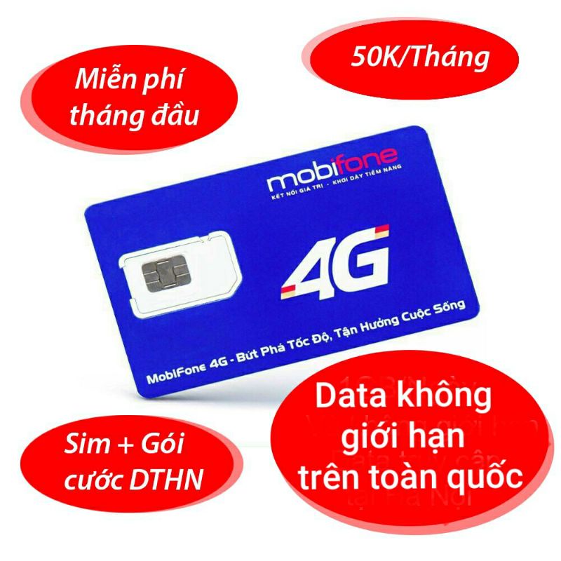 [FREE THÁNG ĐẦU] SIM 4G MOBIFONE GÓI DTHN - Data không giới hạn dung lượng trên toàn quốc