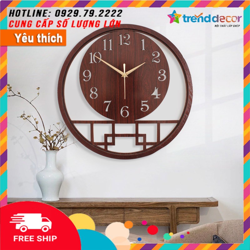 Đồng hồ gỗ treo tường trang trí đẹp phong cách nhật bản DH02 decor trang trí nhà và quán cà phê Trenddecor